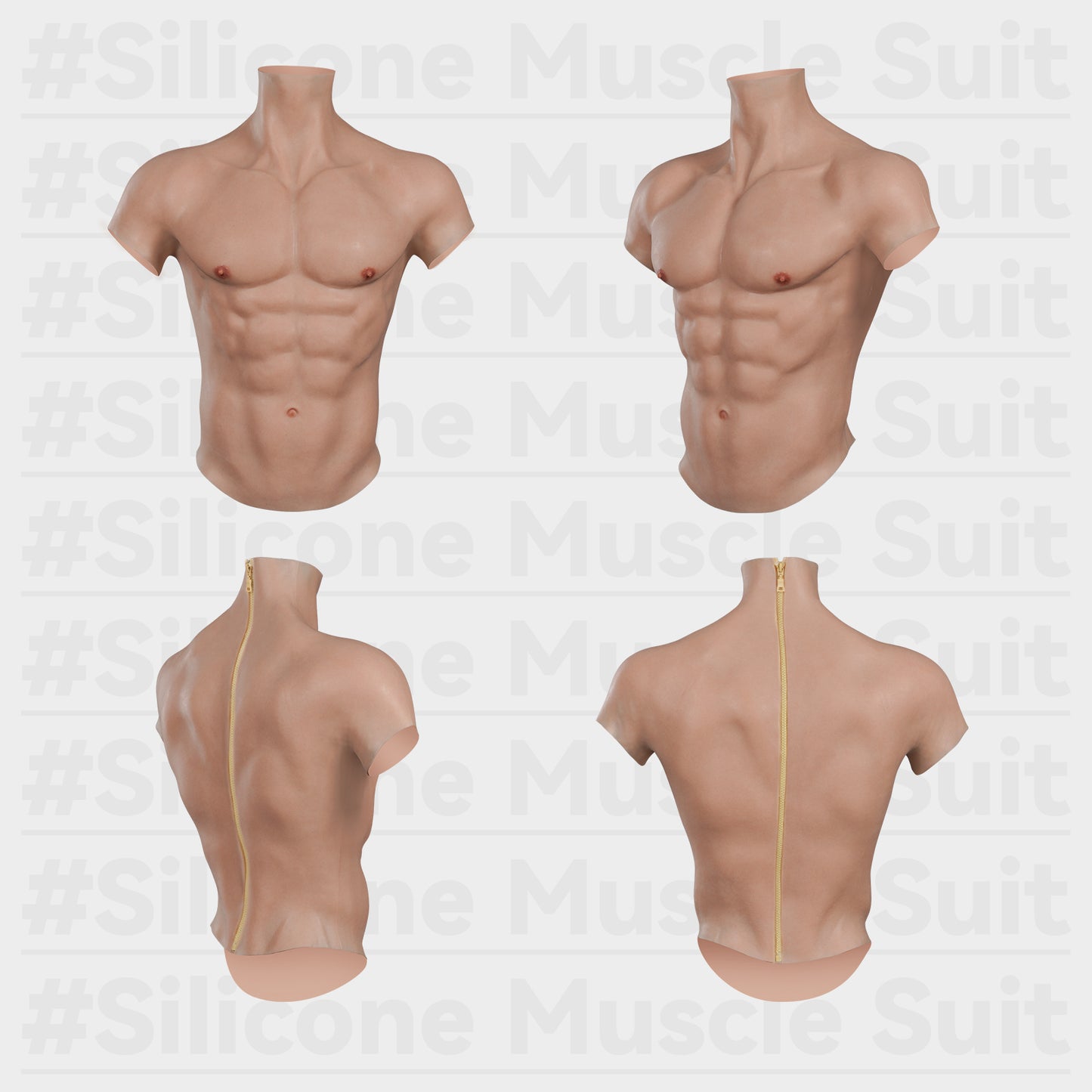 Muscle Suit Fake Abs with Zipper