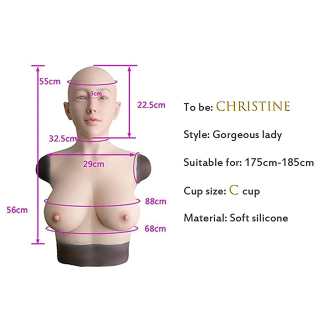 Female Head Mask Handmade with C Cup Silicone Breast 3G