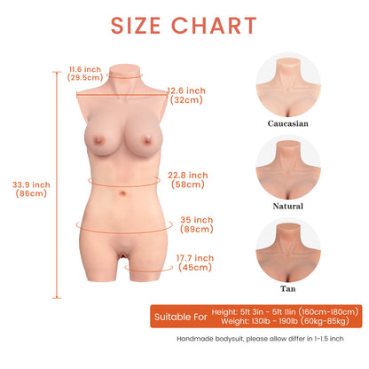 D Cup Short Silicone Bodysuit