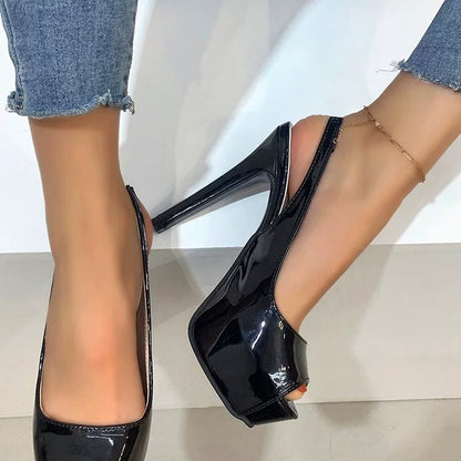 Slingback Peep Toe High Heels