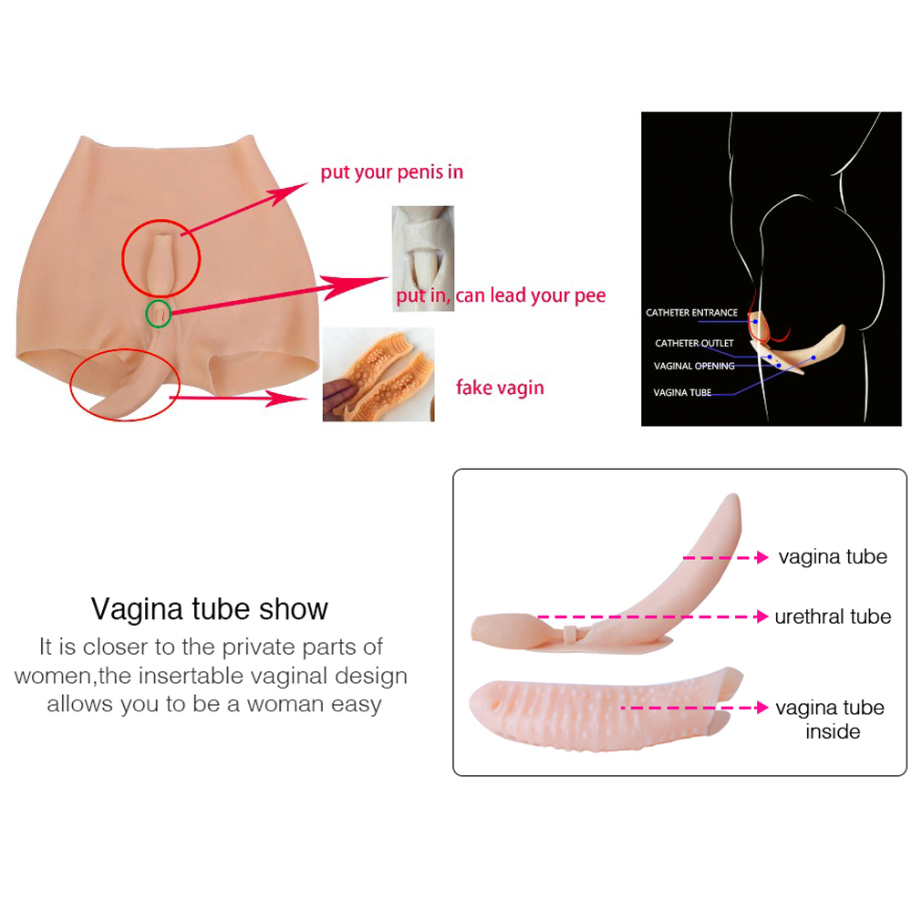Halblanges Silikon-Vagina-Höschen mit Schamhaaren