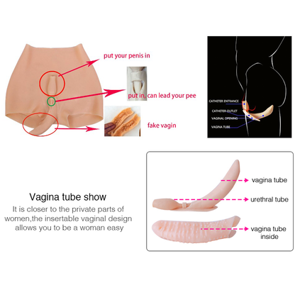 Halblanges Silikon-Vagina-Höschen mit Schamhaaren