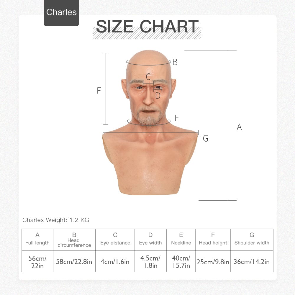Charles Silikon-Maske für einen alten Mann
